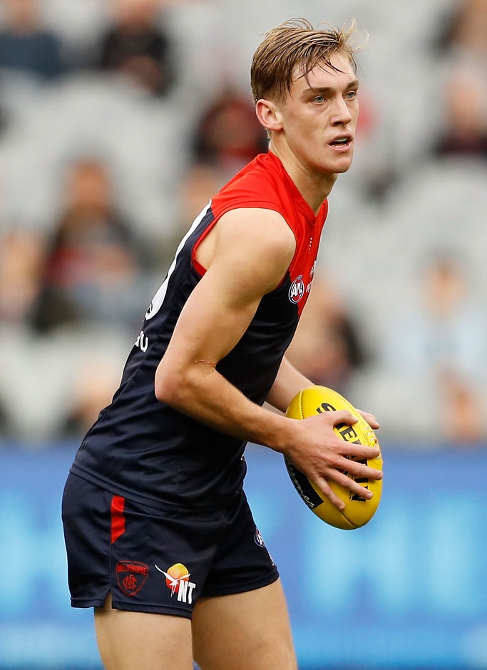 AFL 2016 Rd 15 - Melbourne v Adelaide MELBOURNE, AUSTRALIA - JULY 03: Oscar McDonald of the Demons in action during the 2016 AFL Round 15 match between the Melbourne Demons and the Adelaide Crows at the Melbourne Cricket Ground on July 3, 2016 in Melbourne, Australia. (Photo by Adam Trafford/AFL Media)